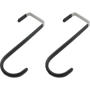 2PCS 5 Inch Black Rubber Coated Heavy Duty Metal Over Door Hook Z Hook Non Punch Clothes Hook Non Slip Single Hook for Hanging Clothes Kitchen Utensils Decoration