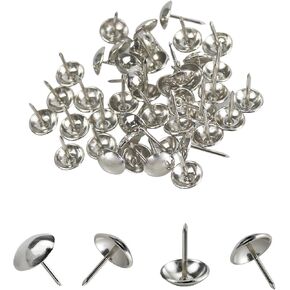 300PCS 7/16" Upholstery Tacks Furniture Nails Pins, 11×17mm Decorative Furniture Tacks, Round Head Furniture Thumb Pushpin DIY Tacks for Upholstered Furniture Cork Board, Silver