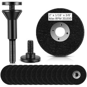 Lasnten 50 Pack 2 Inch Die Grinder Cut-Off Wheel and 3/8 in Arbor Hole 1/4in Stem Mounting Mandrel Holder Accessories for Air Grinders Drill Rotary Tool, Mini Metal Cutting Wheels Cutter Discs