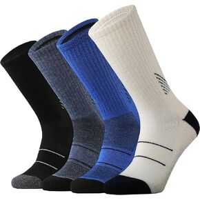 KMM Men's Merino Wool Cushion Crew Socks Moisture Wicking Control Medium Weight Warm for Outdoor Hiking Hike Trail Cycling(Mix Color2 XL)