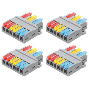 MECCANIXITY 4pcs Din Rail Press Quick Terminal Blocks DIY Splicing Wire Connectors (3 in 6 Out) 35A Terminal Blocks for Wiring Cable Circuit Inline 28-12AWG