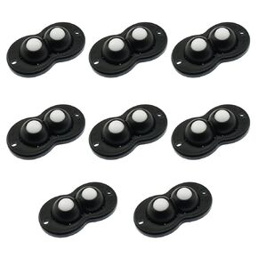 8PCS Mini 360 Degree Swivel Casters Convenient Pulley Base Stick on Ball Mobility Casters for Storage Bins Wastebaskets Storage Drawers Storage Boxes Black