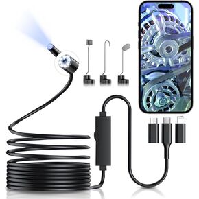 Borescope-endopcy-camera مع 2560 بكسل HD 8 LED LIDCOPE BORESCOPE نصف ريغيد الأفعى الكاميرا BORESCOPE IP67 7.9MM كاميرا borescope ماء 16.4 قدم ، مناسبة لنظام iOS و Android in Kuwait