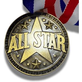 All Stars Medals - 2" All Star Award for Baseball Accessories, Football Accessories, Perfect for Baseball Necklace Gifts and Basketball Award for All Stars