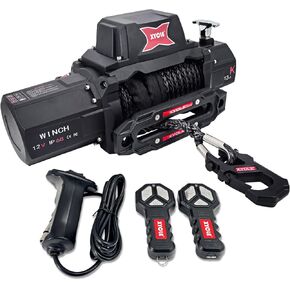 13,500LBS12V Electric Winch ATV/UTV Off-Road Winch Synthetic Rope Electric Winch Traction Winch Tugboat Winch SUV 4-Drive Off-Road Vehicle