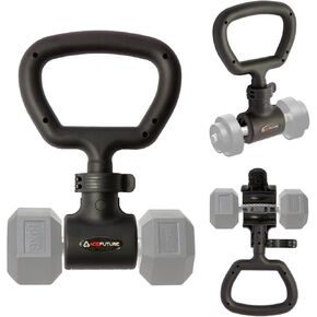 Dumbbell Kettlebell Converter | Convert Dumbbells to Kettlebell - Non-Slip Kettle Grip - 90-Degree Rotating Kettlebell Handles for Weight Lifting - Adjustable Weights & Up to 100 LB Capacity