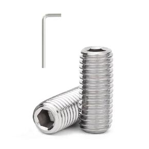 1/4-20 x 7/8'' (20 Pack) Set Screws, 304 Stainless Steel 18-8, Internal Hex Head Allen Drive Cup Point Screws (with Hex Key Wrench)