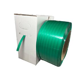 Heavy Duty Poly Strapping Roll - 1/2" x 1600' or 5/8" x 1200' - Polyester (PET) Strap in Self-Dispensing Box - 8" Core x 6" Wide (5/8")