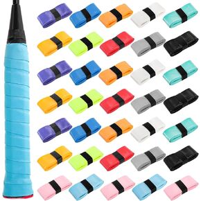 36 Pieces Tennis Racket Grip Tape, Colorful Overgrip Tape for Anti Slip and Absorbent Grip, Precut Racquet Handle Wrap Finishing Tape for Tennis, Pickleball, Squash, Badminton