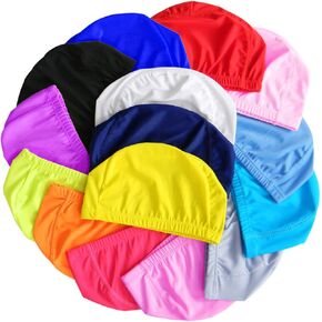 Quality Yes 3Pack Pure Colorful Superior Polyester Cloth Fabric Bathing Cap Swimming Caps Swimming Hats for Water Sports (Pure Color)