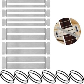 3 Sets Guitar Fret Protector, Stainless Steel Guitar Fingerboard Guards Bass Guitar Ukulele Fret Guards Luthier Tool Fret Polishing Kit with Rubber Band for Dressing and Polishing Fret