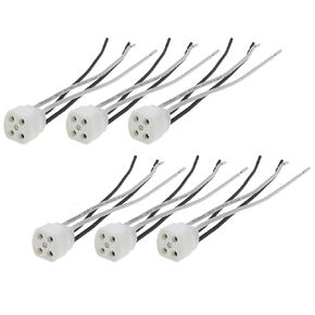 6PCS 150mm/5.91inch White Ceramic G10Q Lampholder Single Ended 4 Pin Lampholder Lamp Ceiling Light Socket Suitable for Incandescent and CFL Lamp