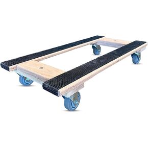 Premium Solid Oak Wooden Furniture H-Frame Dolly for Movers - 18"x36" with Non-Slip Grip & 5" Thermo Rubber Wheels - 1,000 lbs Capacity