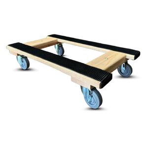 Premium Solid Oak Wooden Furniture H-Frame Dolly for Movers - 18"x30" with Non-Slip Grip & 3" Thermo Rubber Wheels - 720 lbs Capacity