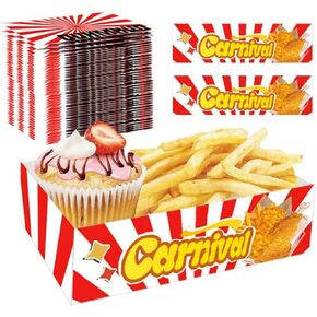 40 Psc Carnival Theme Party Decorations Circus Party Supplies Carnival Paper Food Tray Paper Nacho Trays Disposable for Carnival Birthday Table Decor