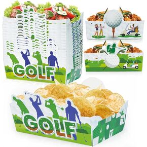 36 Pack Golf Food Trays 2 Designs Golf Paper Snack Trays Golf Birthday Party Supplies Nachos Food Boats Disposable Golf Bowls for Golf Party Decorations Golf Party Favors