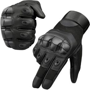 Motorcycle Gloves for Men Hard Knuckle Protective Tactical Leather Glove, for Cycling Climbing Camping Workout Sports