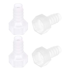 uxcell Polypropylene Hose Barb Fitting Coupler, 10mm Barb x G3/8 Female Thread Pipe Adapter, Translucent 4Pcs