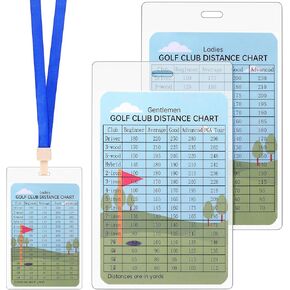 Yexiya Golf Range Chart Card Golf Club Distance Card with Lanyard Holder Golf Essentials Golf Yardage Card Golf Range Accessories for Men Women Golf Beginners