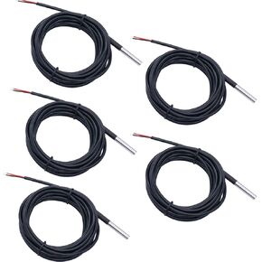TWTADE 5Pcs 3M Temperature Sensors Waterproof Stainless Steel Temperature Range(-55℃~ +125℃) 6mm Temperature Probe Sensors for Arduino Measuring The Air Temperature/Liquids DS18B20-3M-5