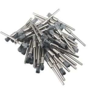 50 Pcs T Shape Wire Brush Set 1/8'' Shank Stainless Steel Wire Brushes for Rotary Tools