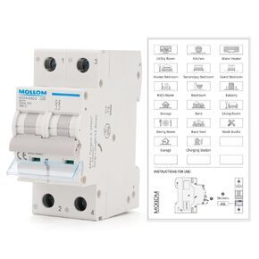 DC 2 Pole Miniature Circuit Breaker, 250V 20Amps, C20 Scene Visualization Custom MCB Thermal Magnetic Trip, 6KA Breaking Capacity DC Disconnect Switch for Solar PV System