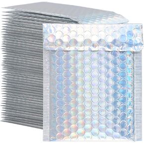 100 PCS 5 x 6 Inch Metallic Bubble Mailers, Silver Padded Mailing Envelopes, Practical Self Seal Aluminum Film Shipping Envelopes for Packing, Mailing