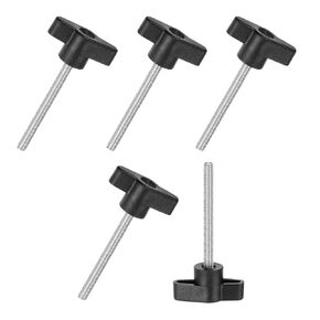 5-Pack Thumb Screws, M5x10mm Tee Wing Knobs, T Shaped Handle Clamping Screw Knob for Woodworking/Machinery/Equipment, Metric Thread Thumbscrew [304 Stainless Steel, Black]