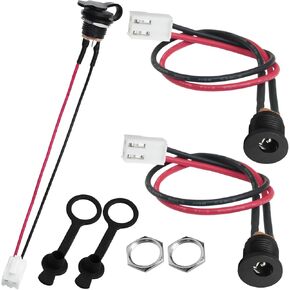 3 Sets VH Plug DC Charging Cable Length 20mm Jump Starter Accessory with Waterproof Cover and Dust Plug DC5.5x2.1mm Electric Bicycle Charging Port Replacement