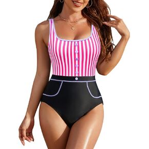 BMJL Womens Contum Control Swimsuits Retro Vintage One Piece Suits Suits Slimming Color Block Stripes in Kuwait