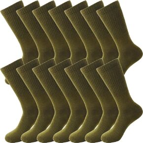 7 Pairs Men Military Boot Socks Army Green Socks Thickened Warm Military Grade Crew Socks for Adult Working Outdoor Activities