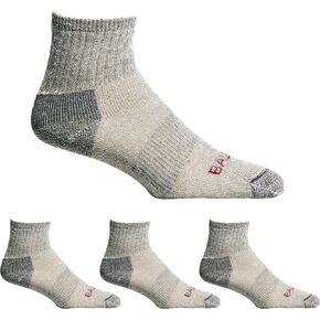 Lightweight 80% Merino Wool All Season Quarter Hiking Socks - 4 Pairs for Men and Women