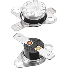 uxcell KSD301 Thermostat 100°C/212°F 10A Normally Open N.O Adjust Snap Disc Temperature Switch 2pcs