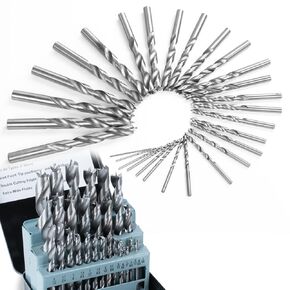 29Pcs Brad-Point Drill Bits, Brad Point Wood Drill Bit Set, 1/16-1/2" HSS Drill Bit Set with Double Flutes Design for Carpenter Woodworking and All Types of Wood