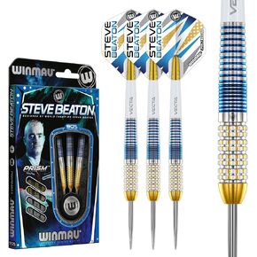 WINMAU Darts - Professional Player - Steve Beaton Legacy Edition 90% Tungsten Darts Set with Dart Flights and Dart Shafts (Stems) – Available in Soft and Steel Tip - Available weights 18g, 22g and 24g