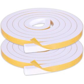 Strong Adhesive Door Weather Stripping, Weather Stripping Seal, Soundproof Weatherproof Window Insulation Tape, Self Adhesive High Density Foam Gasket Tape, White (1/2 in × 1/2 in × 13ft)