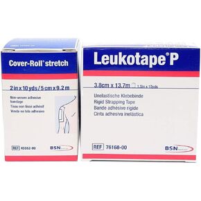 Leukotape P 1.5-Inch x 15-Yds & Cover-roll Stretch 2-Inch x 10-Yds Combo Pack (One Roll Each)