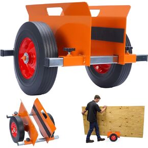 Heavy Duty Panel Dolly Orange Dolly Cart 1100LBS Capacity Door Dolly with 10" Solid Wheels, Adjustable Drywall Mover Panel Drywall Dolly Cart Material Handling All Terrain Slab Dolly