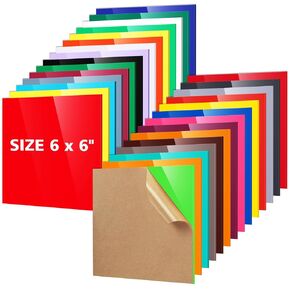 Adrattnay Acrylic Sheets 1/8 Thick, 30Pcs 6 x 6 in Colored Acrylic Sheets 3 mm for Laser Cutting, Opaque Acrylic Sheets Acrylic Panel with Protective Paper for Laser Engraving Material DIY Crafts