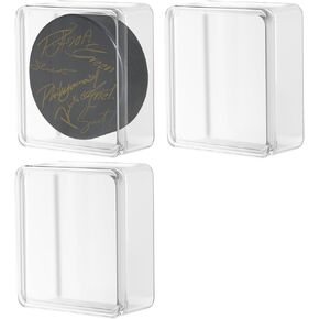 Hockey Puck Display Cases, Acrylic Cube Square Hockey Puck Display Cases - Fits Official Size Hockey Puck (3 PCS)