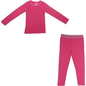Girls Thermal Top and Bottom Underwear Set; Kids Long Johns; Base Layer Set for Cold Weather; Moisture Wicking Microfleece