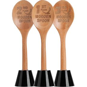 3 PCS Chili Cook Off Trophies Spoon Spoon Trophy جوائز للليزر الخشبي المحفور بالملعقة الذهبية مع جائزة الخبز القاعدة الخشبية للطبخ لمسابقة طبخ الخبز (7.56 '') in Kuwait