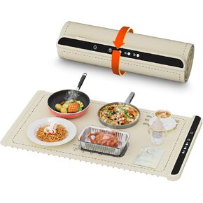 Electric Warming Tray Food Warmer Full Surface Heating 3 Temperature Settings Family friendly Anti-scalding edge design Premium Silicone Nano-Material Portable for Gatherings Parties Everyday Use