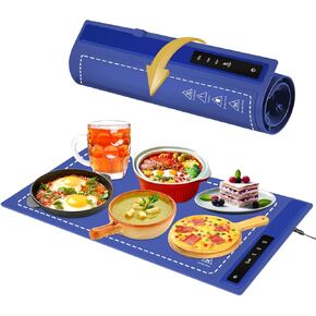 Warming Mat for Food，Foldable Food Warmer for Parties Features 3 Modes and Fast Heating,Silicone Food Warmer,Electric Warming Tray for Buffets Party and Home Daily Use (Beige)