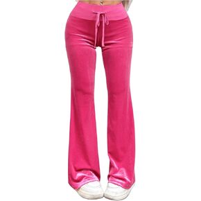 Floerns Women's Drawstring Waist Yoga Pants Velvet Flare Leg Pants Trousers