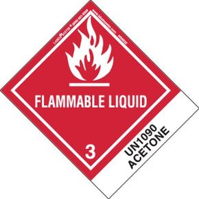 Labelmaster HSN5200 Flammable Liquid Label, UN1090 Acetone, Paper, Standard Tab, Hazmat, 4.75" x 4" (Pack of 500)