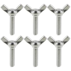 Heyous 6PCS M6x25mm 1.0 Pitch Silver Stainless Steel Butterfly Screw Mechanical Fastener Thumbtack Screw for Industrial Manufacturing Mechanical Equipment Hardware Lighting