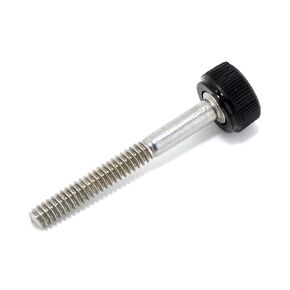#6-32 x 1-1/4" Thumb Screw Stainless Steel - Black Knurled Round Plastic Knob - Standard/Coarse Thread Thumbscrew - Length: 1.250" - Proudly Built in USA - Package of (25)
