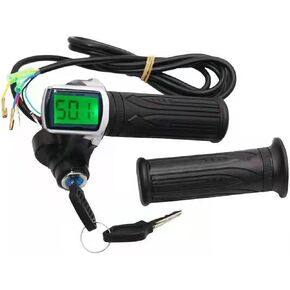 Electric Bike Grip, 24V/36V/48V Electric Bike Grip Throttle with LCD Battery Display Electric Bicycle Throttle Grip with Power Indicator