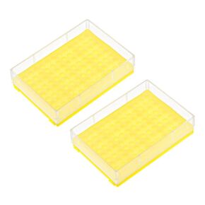 uxcell Centrifuge Tube Rack Storage Box 96-Well Polypropylene Holder for 0.2ml Microcentrifuge Tubes, Vials, Samples 5mm Hole Dia 2Pcs